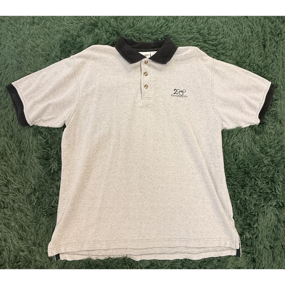 Vintage Disney World 2000 Millennium Gray Black Polo Shirt Adult Large L Mickey